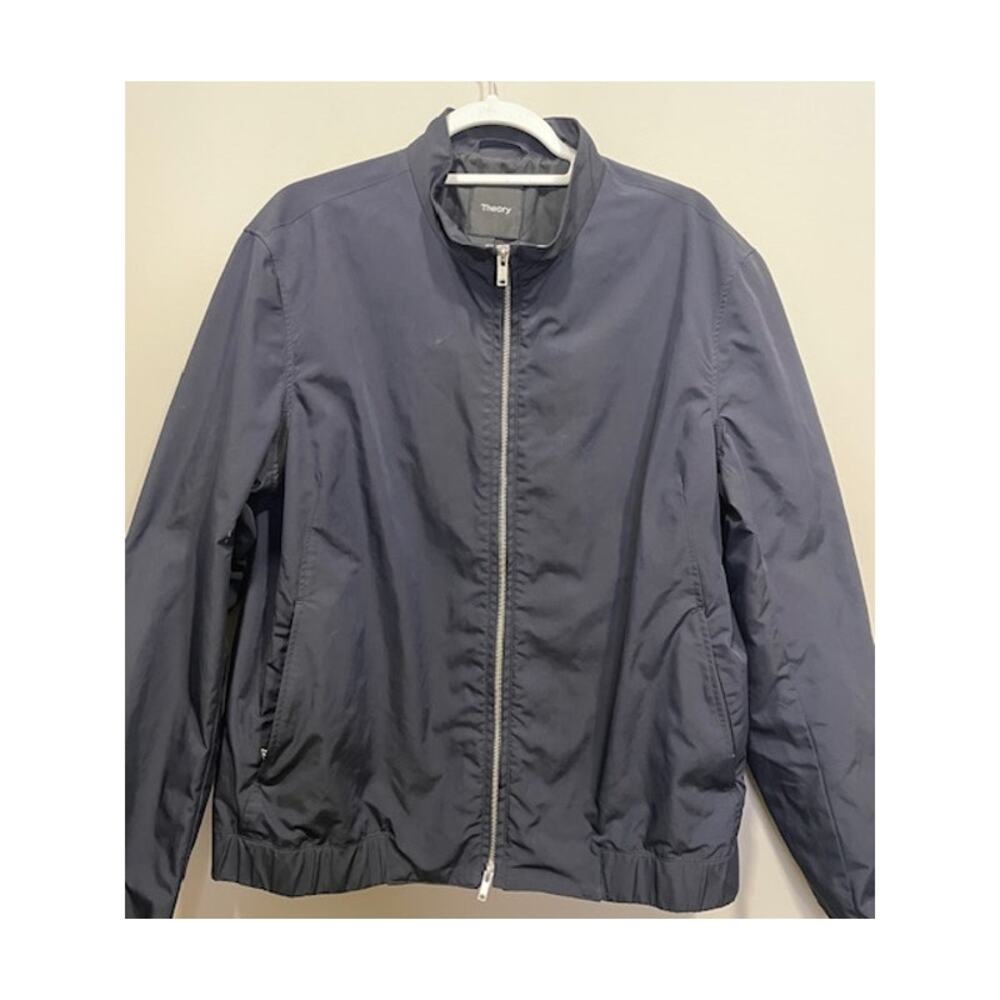 Theory Vintage Coach Jacket Black Zipper Detail Bomber Women's Sz XLP